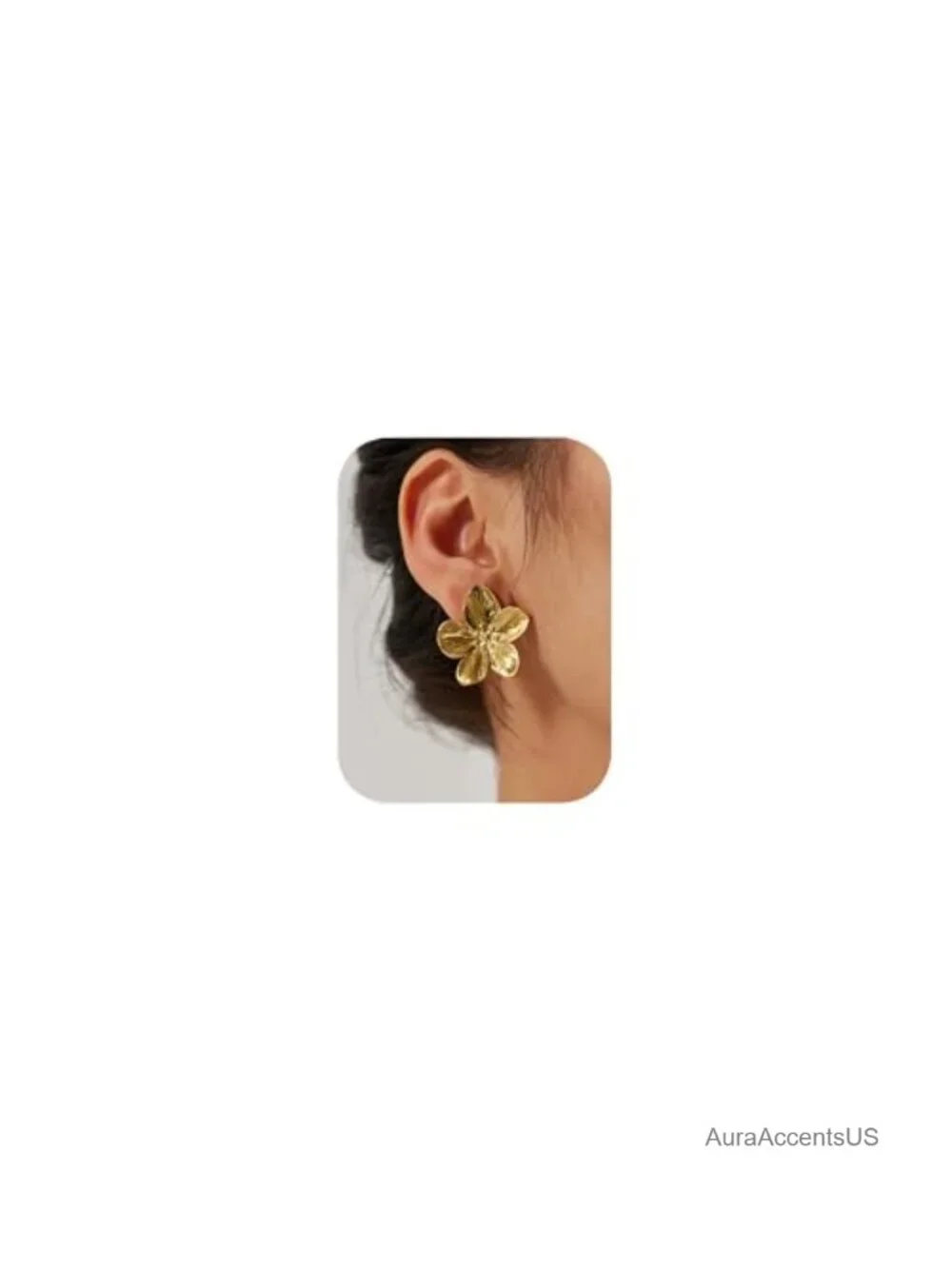 Chunky Gold Leaf Flower Dangle Earrings, Hypoallergenic Metal Statement Jewelry